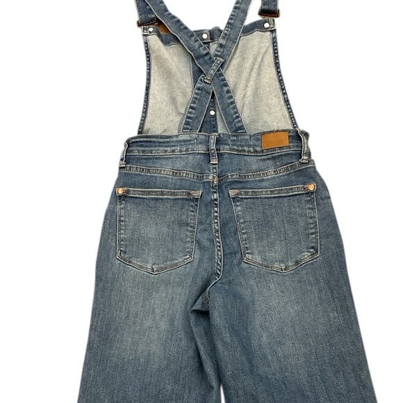 Judy Blue Boutique Stretch Denim Overalls Wide Leg Cropped Raw Hem S - Picture 6 of 10